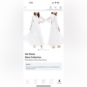 Gal Meets Glam collection white ankle length dress- size 8